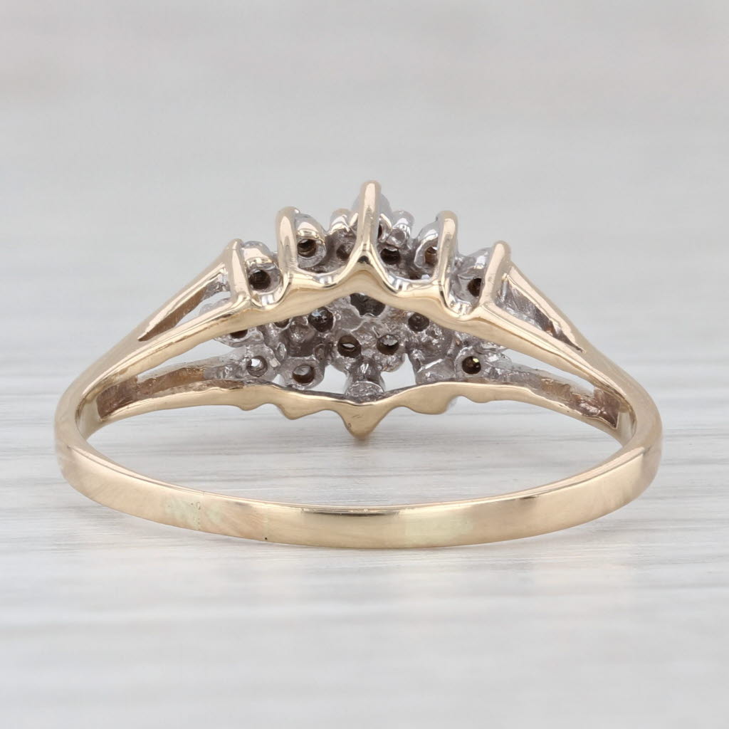 0.24ctw Diamond Flower Cluster Halo Ring 10k Yellow Gold Size 7.25 Engagement