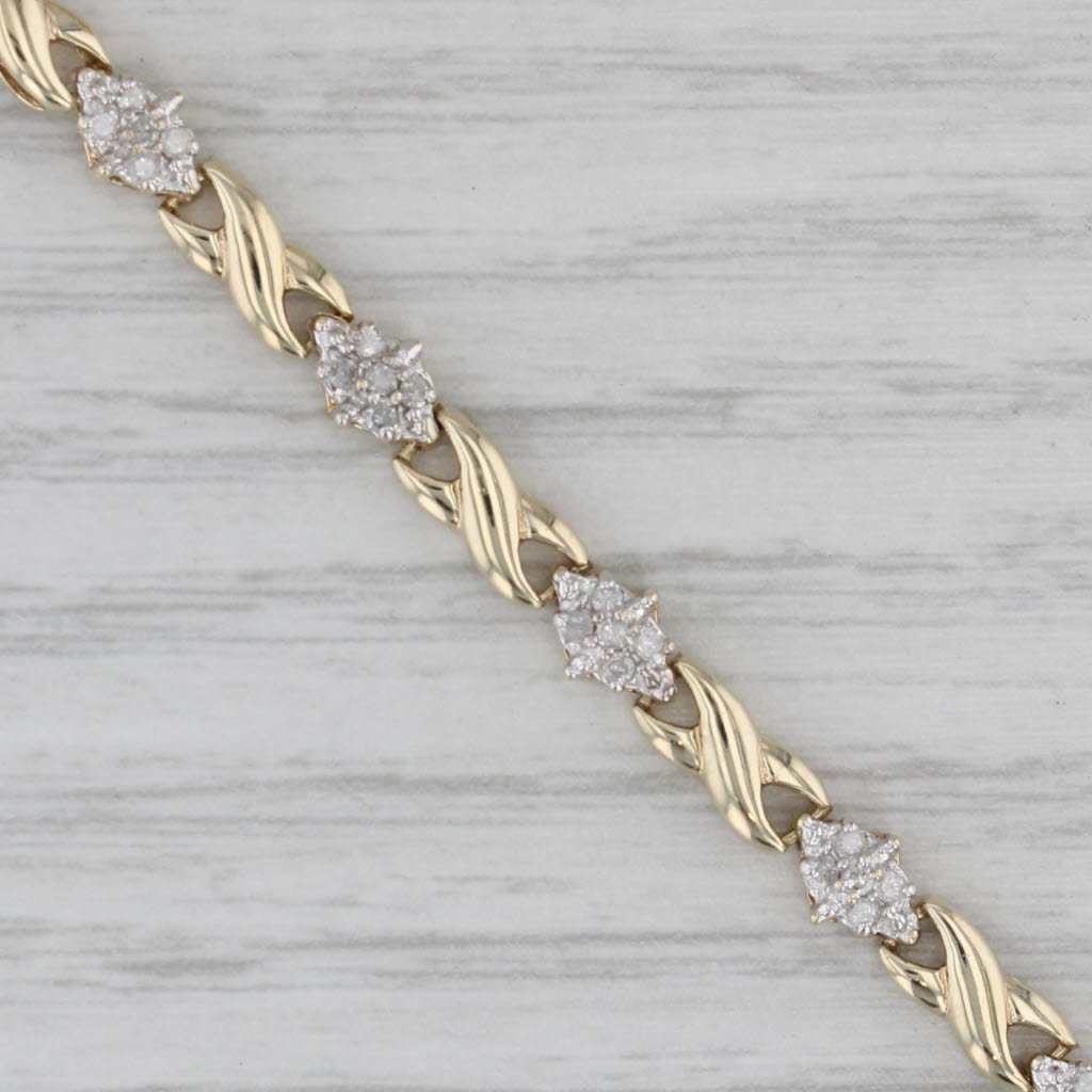 Gray 0.40ctw Diamond Infinity Link 10k Yellow Gold 7" Bracelet