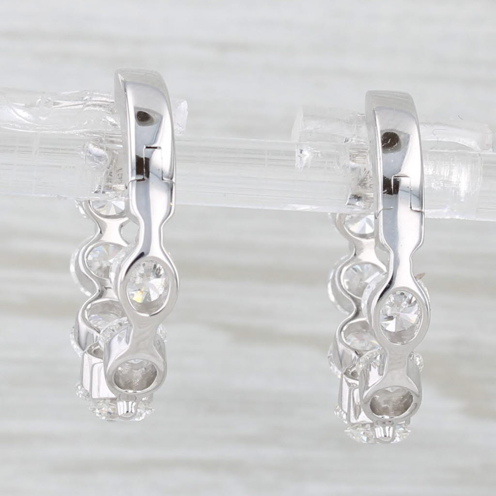 Light Gray New 3.25ctw Diamond Inside Out Hoop Earrings 18k White Gold Snap Top Hoops