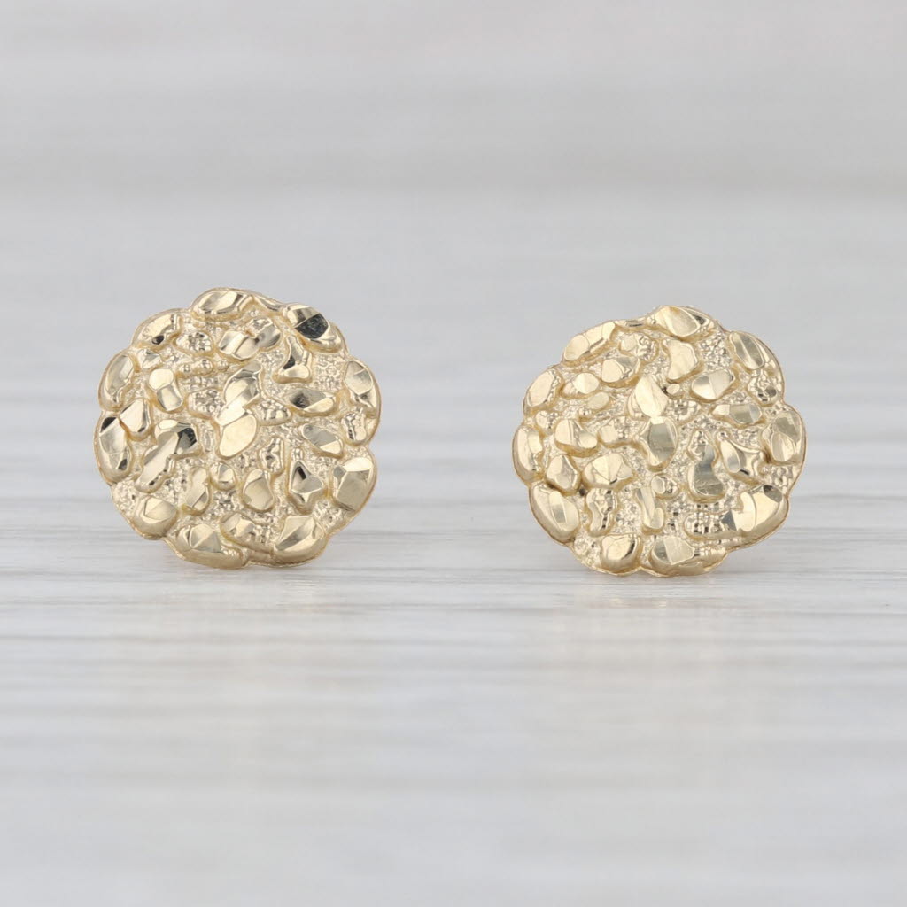 Gold Nugget Stud Earrings 10k Yellow Gold Small Round Studs
