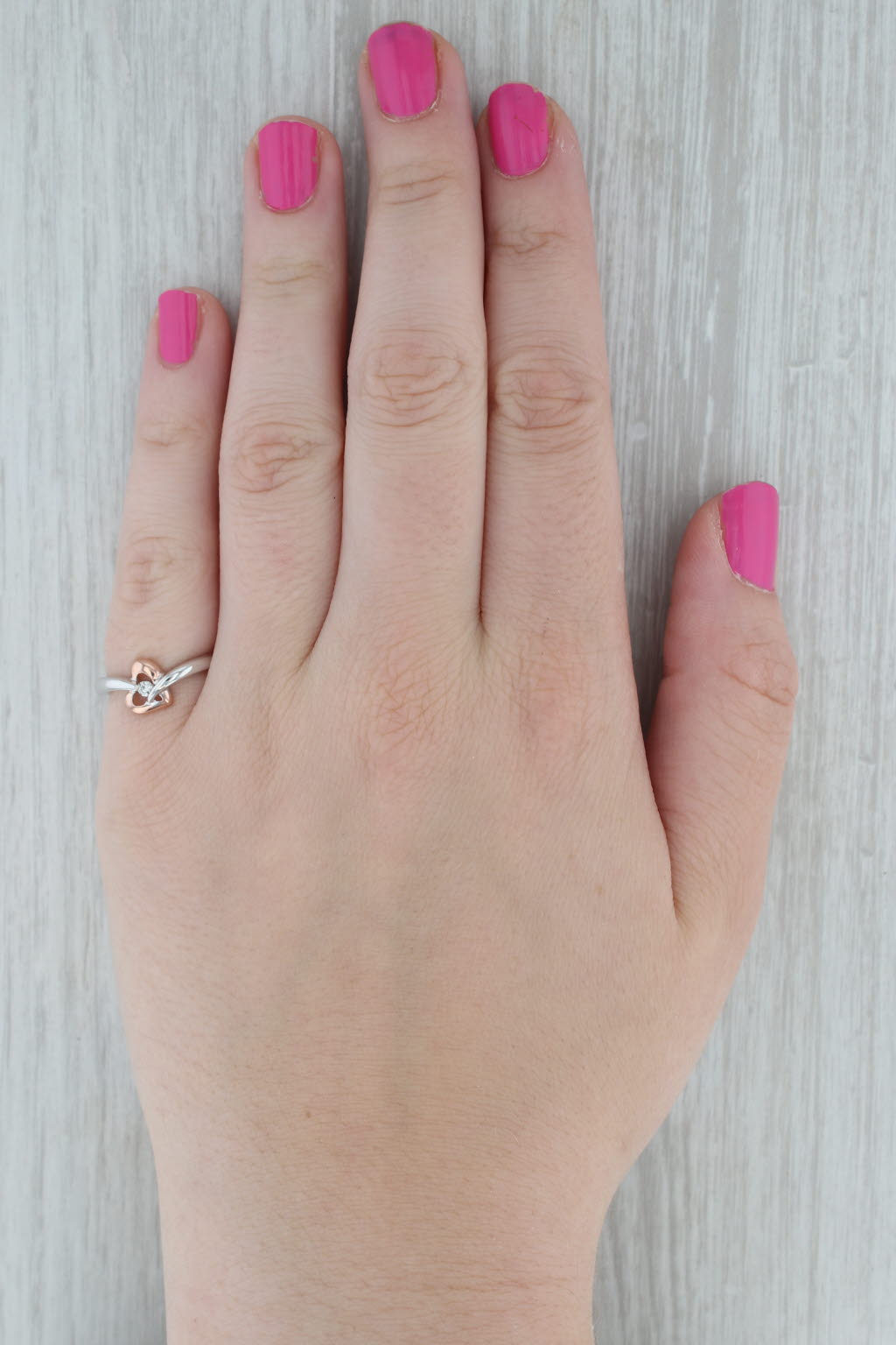 Dark Gray Diamond Solitaire Heart Ring 10k White Rose Gold Size 6