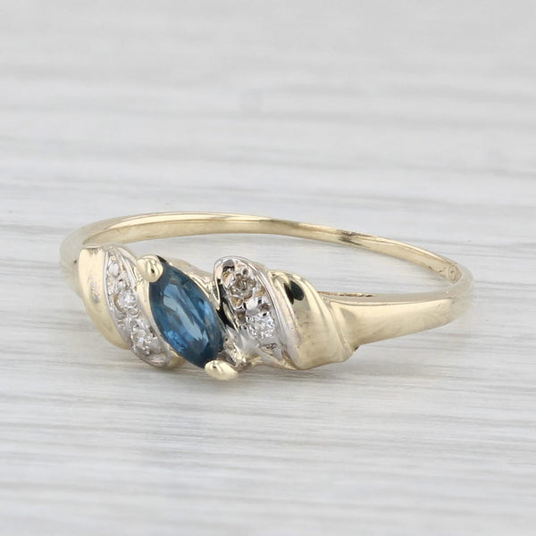 0.22ctw Marquise Blue Sapphire Diamond Ring 10k Yellow Gold Size 5.5