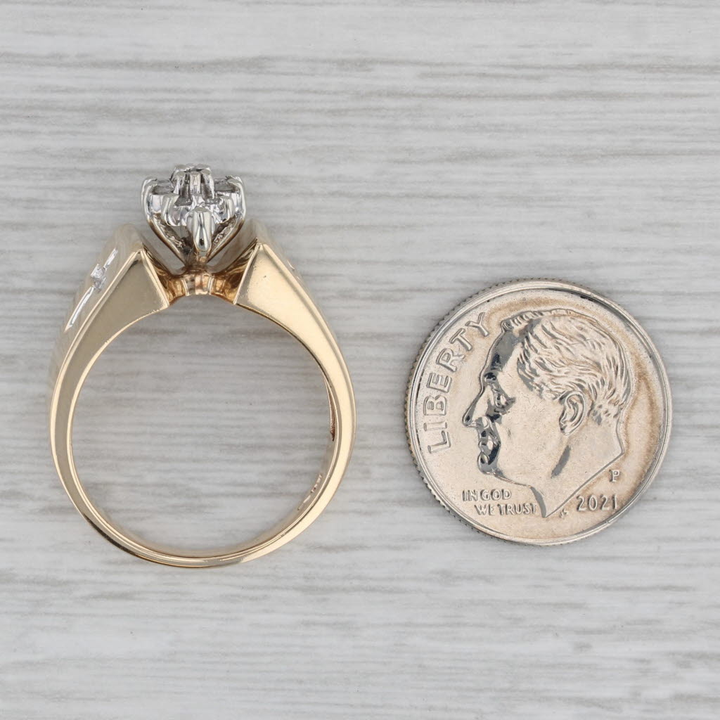 Gray 0.20ctw Diamond Cluster Ring 10k Yellow Gold Engagement Cross Accents Size 7
