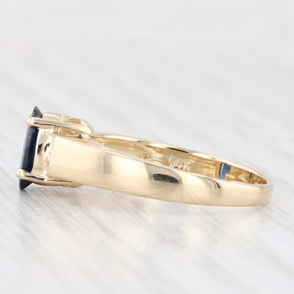 Antique White 1.08ctw Oval Blue Sapphire Diamond Ring 14k Yellow Gold Size 7