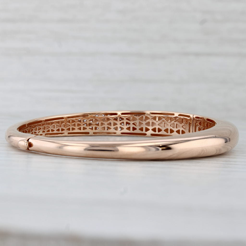 Gray Roberto Coin 0.33ctw Diamond Capri Bangle Bracelet 18k Rose Gold 6"