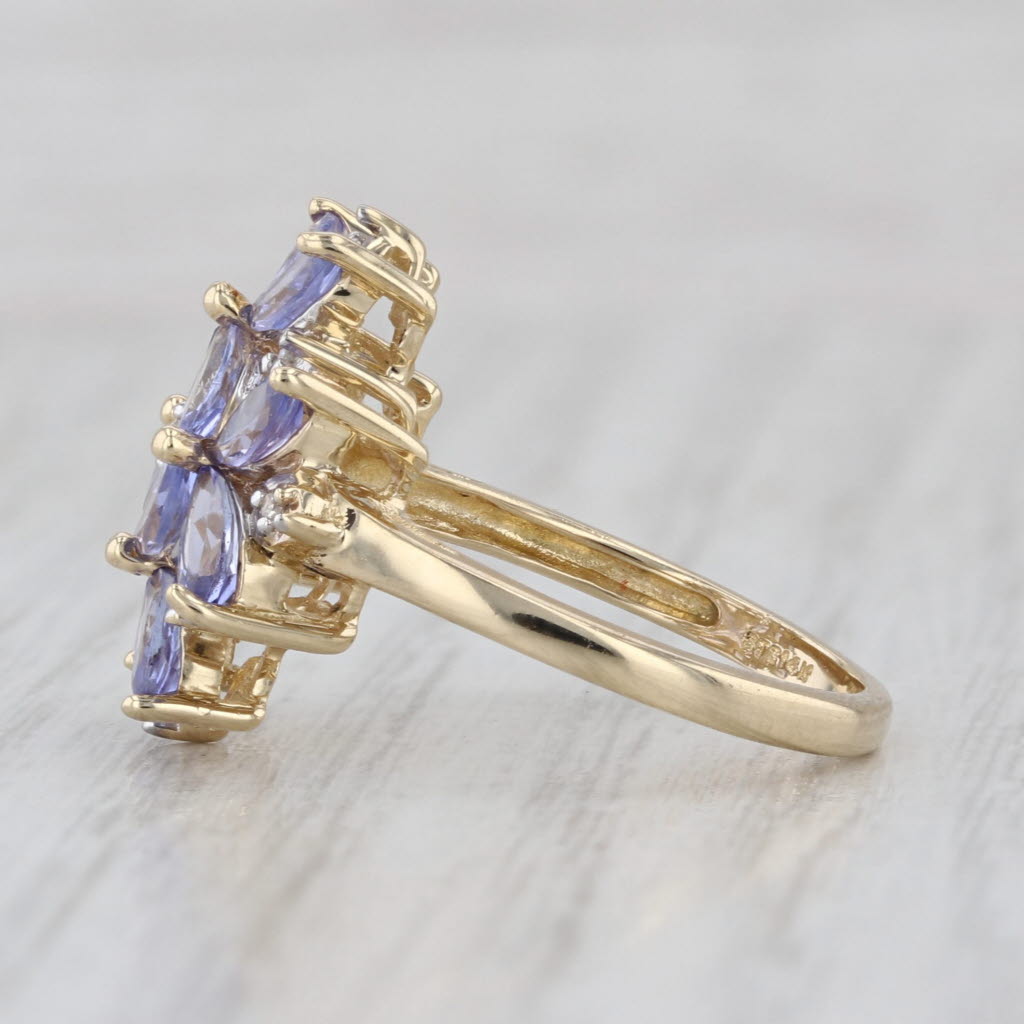 1.83ctw Tanzanite Diamond Cluster Ring 14k Yellow Gold Size 6