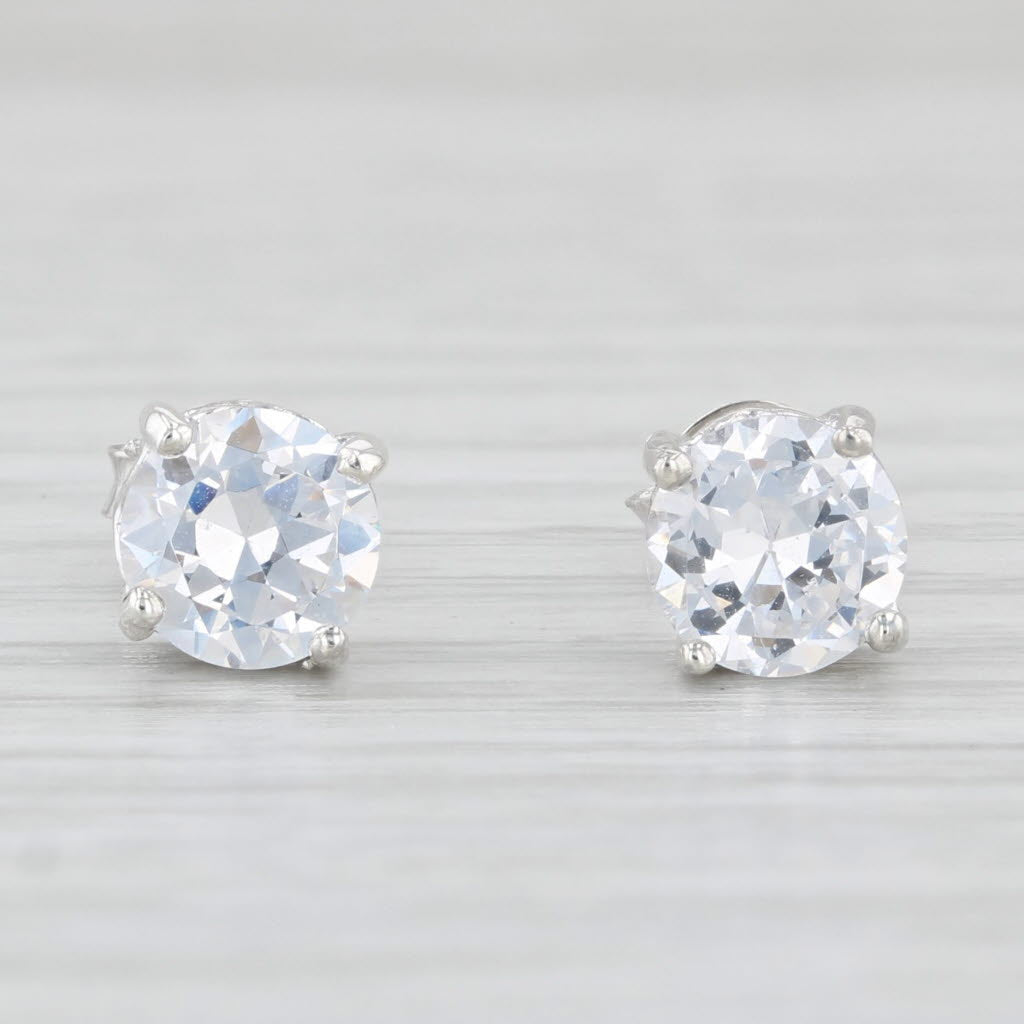 Light Gray 1.52ctw Cubic Zirconia Stud Earrings Sterling Silver Round Solitaire Studs