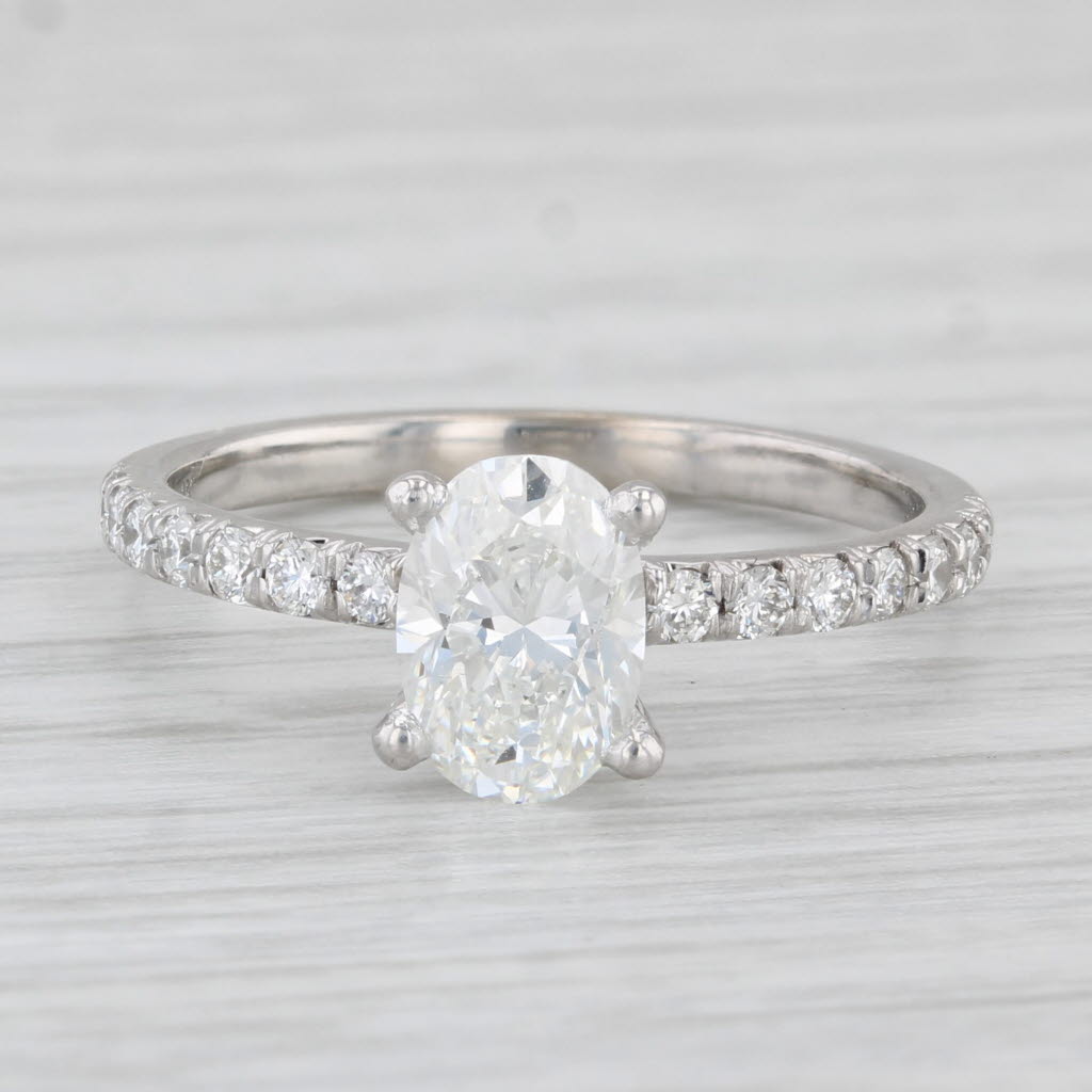 Light Gray 1.38ctw VS2 Oval Diamond Engagement Ring 14k White Gold Size 6.75 GIA
