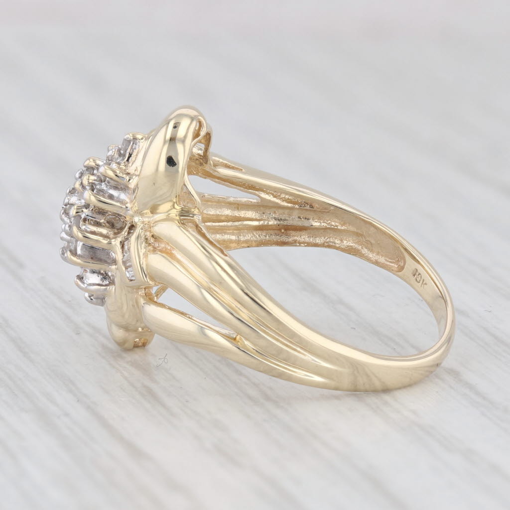 Light Gray 0.13ctw Diamond Cluster Ring 10k Yellow Gold Size 7.25