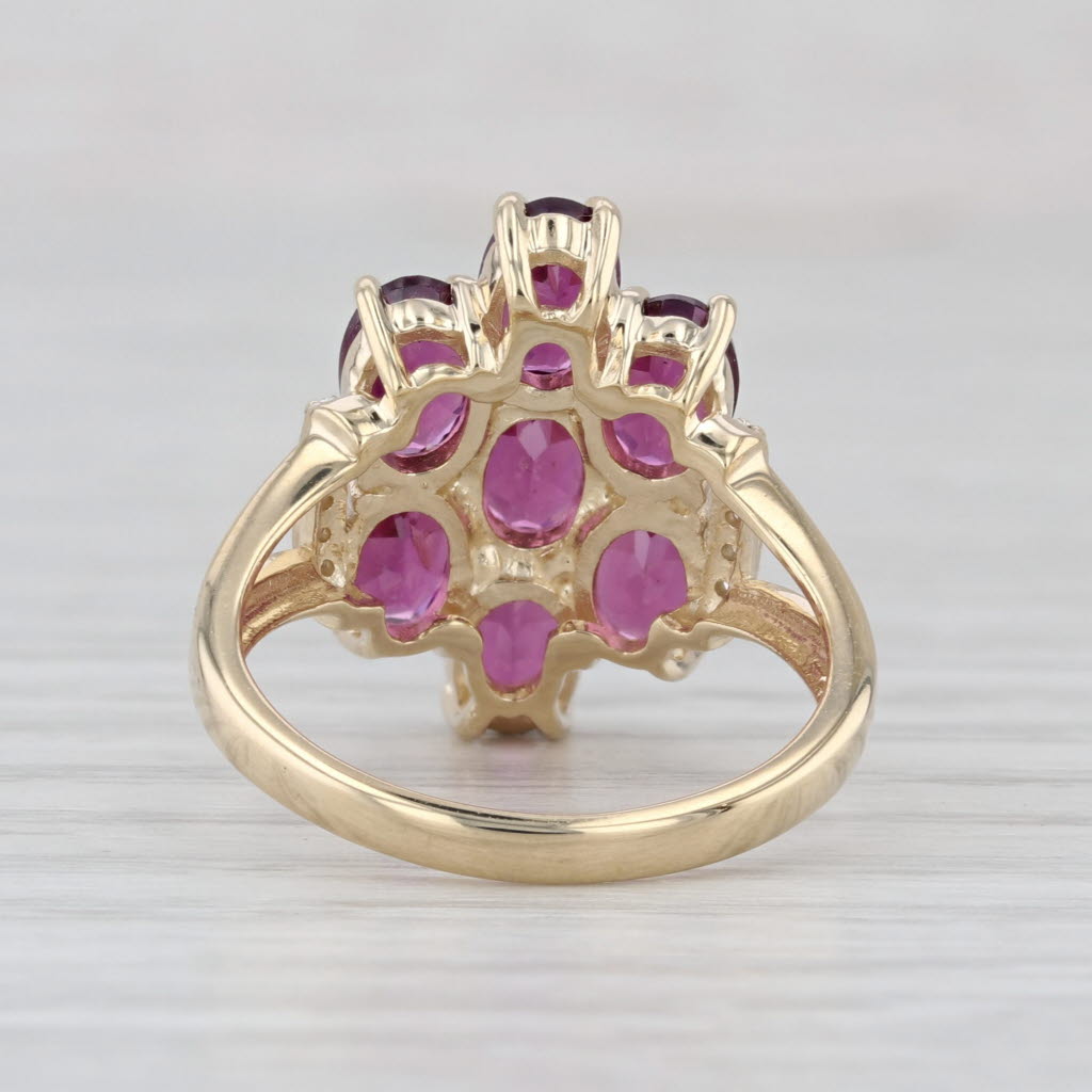 3.47ctw Garnet Cluster Diamond Ring 10k Yellow Gold Size 6