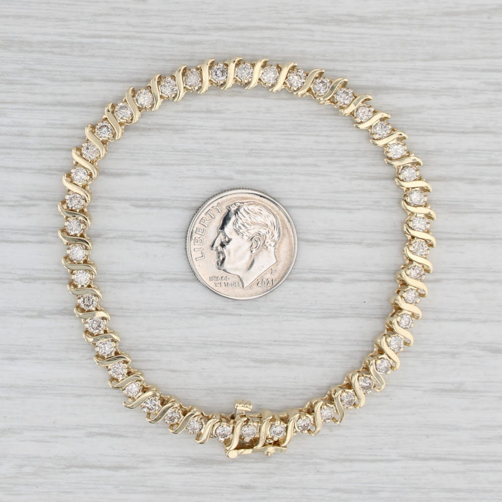 Light Gray 2.75ctw Diamond Tennis Bracelet 14k Yellow Gold 7" 5.3mm
