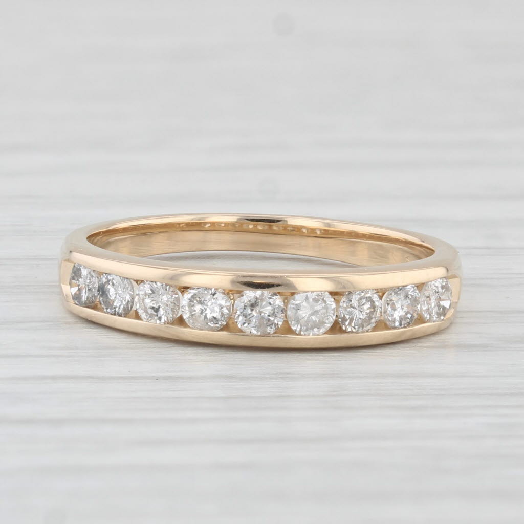 Light Gray 0.45ctw Damond Wedding Band 14k Yellow Gold Size 6 Stackable Ring