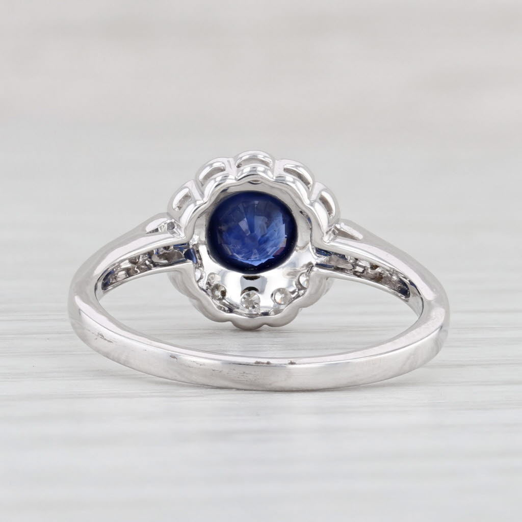 Light Gray New Beverley K 0.85ctw Sapphire Diamond Halo Ring 14k Gold Engagement Size 7.25