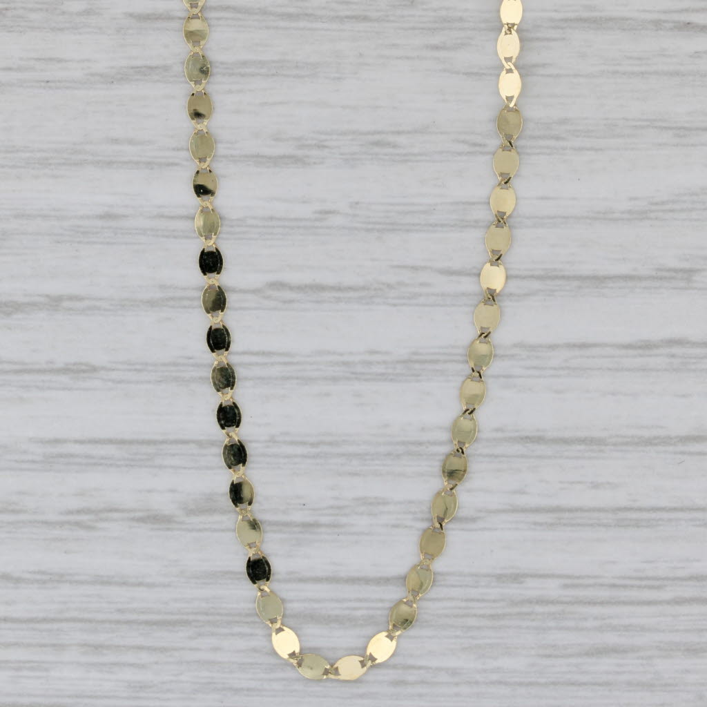 Gray New Oval Mirror Chain Necklace 14k Yellow Gold 18" 2.2mm