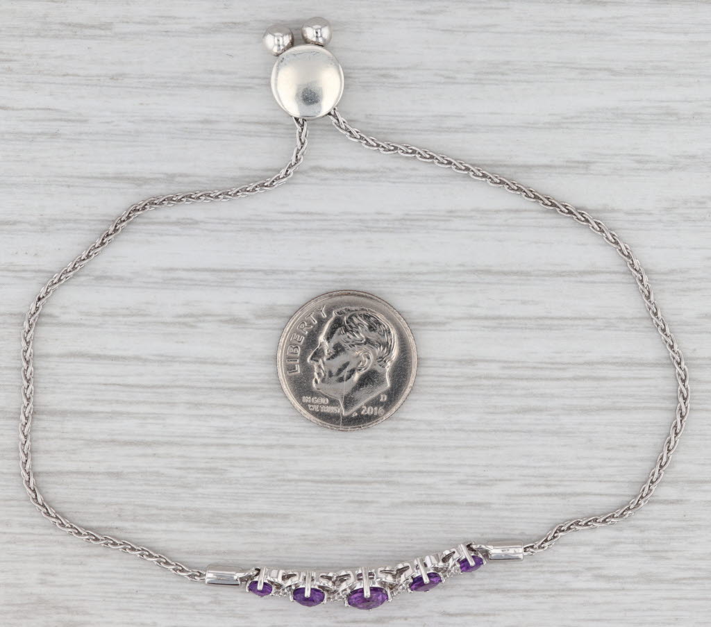 1.08ctw Amethyst Topaz Bracelet Sterling Silver Adjustable Chain Renaissance