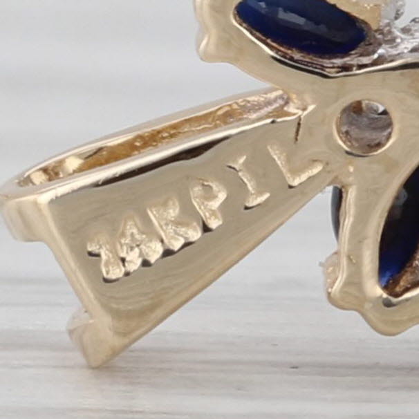 0.64ctw Blue Sapphire Diamond Heart Pendant 14k Yellow Gold