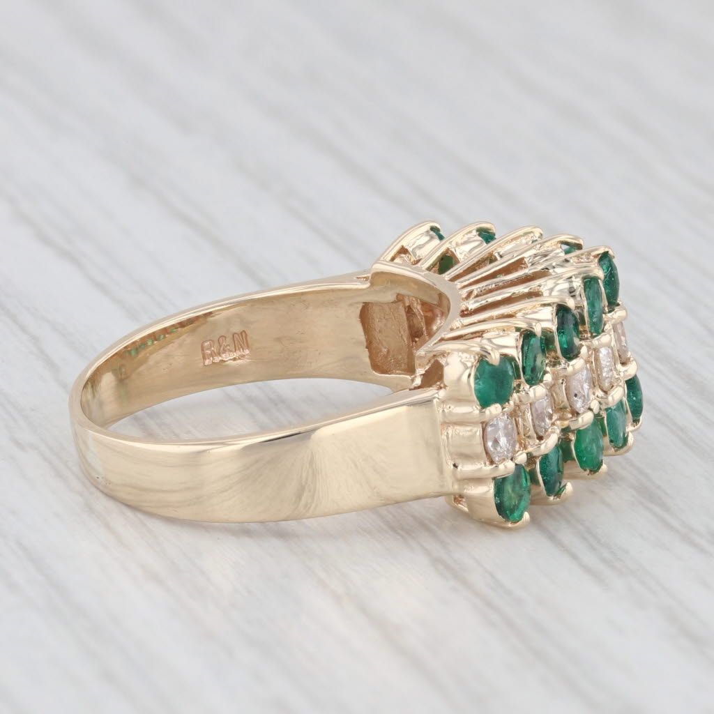 Light Gray 1.68ctw Emerald Diamond 14K Yellow Gold Pyramid Ring Size 6.75