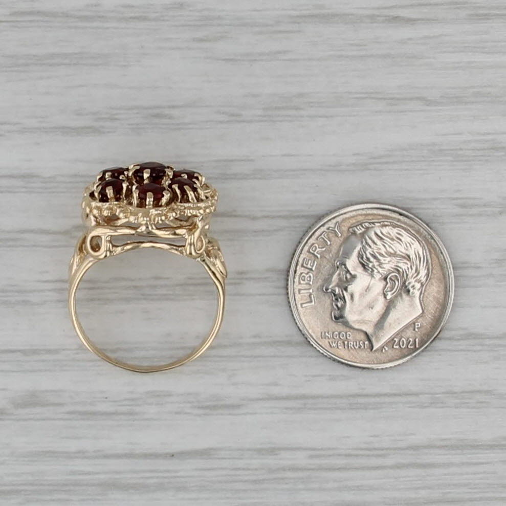 1.05ctw Garnet Flower Cluster Ring 14k Yellow Gold Size 4 Cocktail