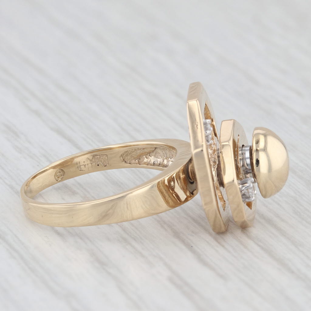 Light Gray Diamond Spinner Ring 14K Yellow Gold Moves Size 5.75