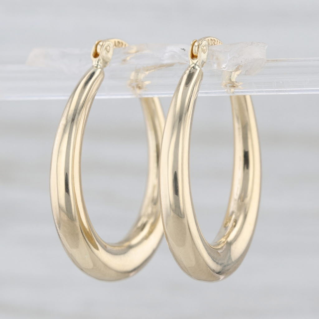 Round Hoop Earrings 14k Yellow Gold Snap Top Hoops 27.2 x 3.7mm