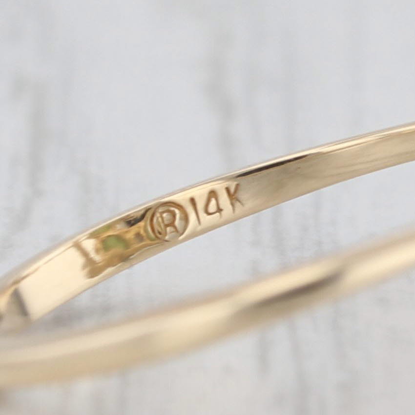 3-Stone Green Nephrite Jade Ring 14k Yellow Gold Size 6.5