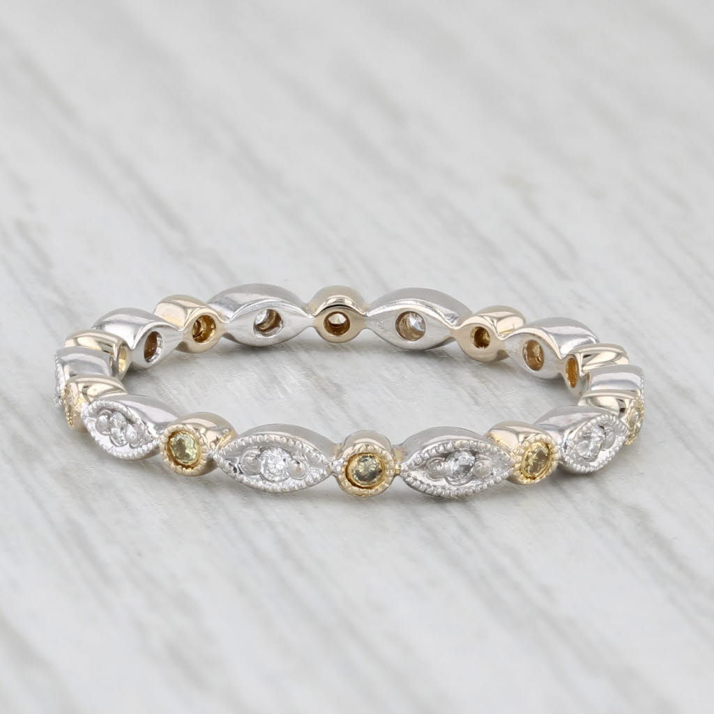 Light Gray 0.12ctw Diamond Eternity Band 18k White Yellow Gold Wedding Ring Stackable