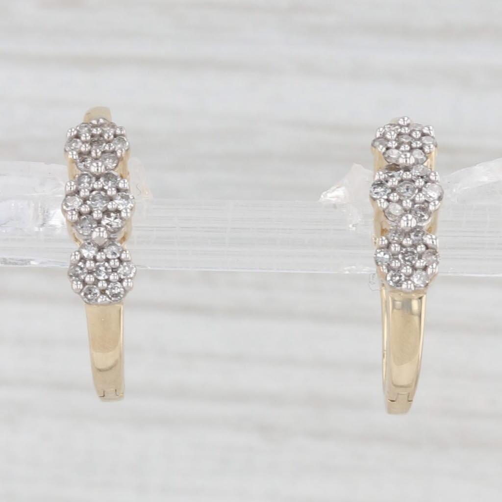 Light Gray 0.20ctw Diamond Journey J-Hook Earrings 10k Yellow Gold