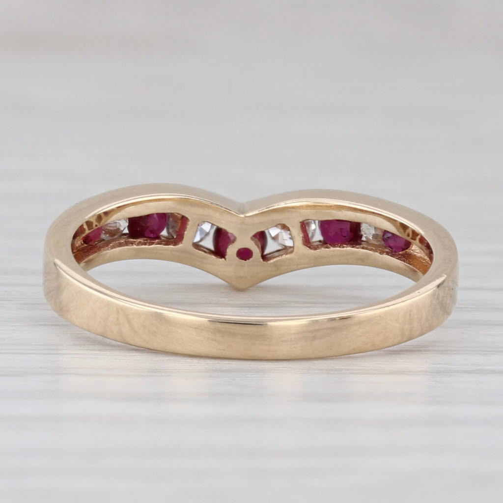 Gray 0.50ctw Ruby Diamond Contoured Band 14k Yellow Gold Size 6.75 Stackable Ring