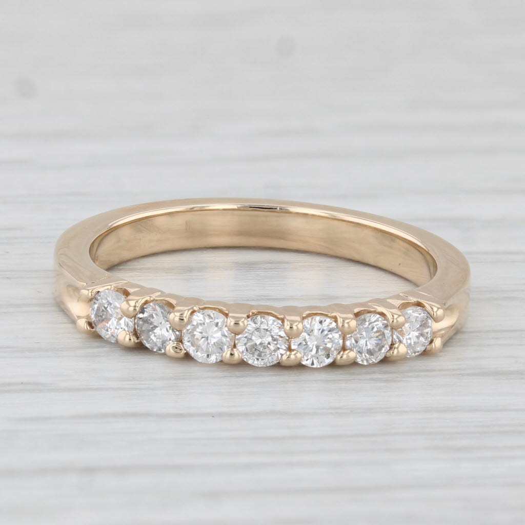 Light Gray 0.40ctw Diamond Wedding Band 14k Yellow Gold Size 7 Stackable Ring