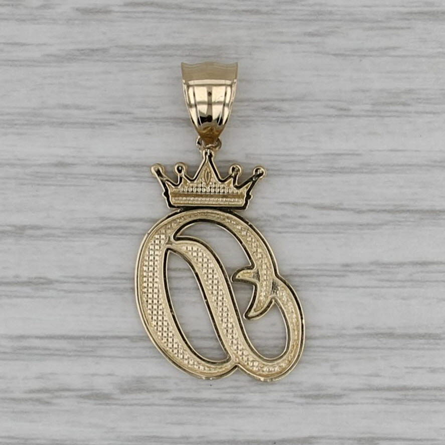 Crowned Letter D Pendant 10k Yellow Gold King Queen Initial