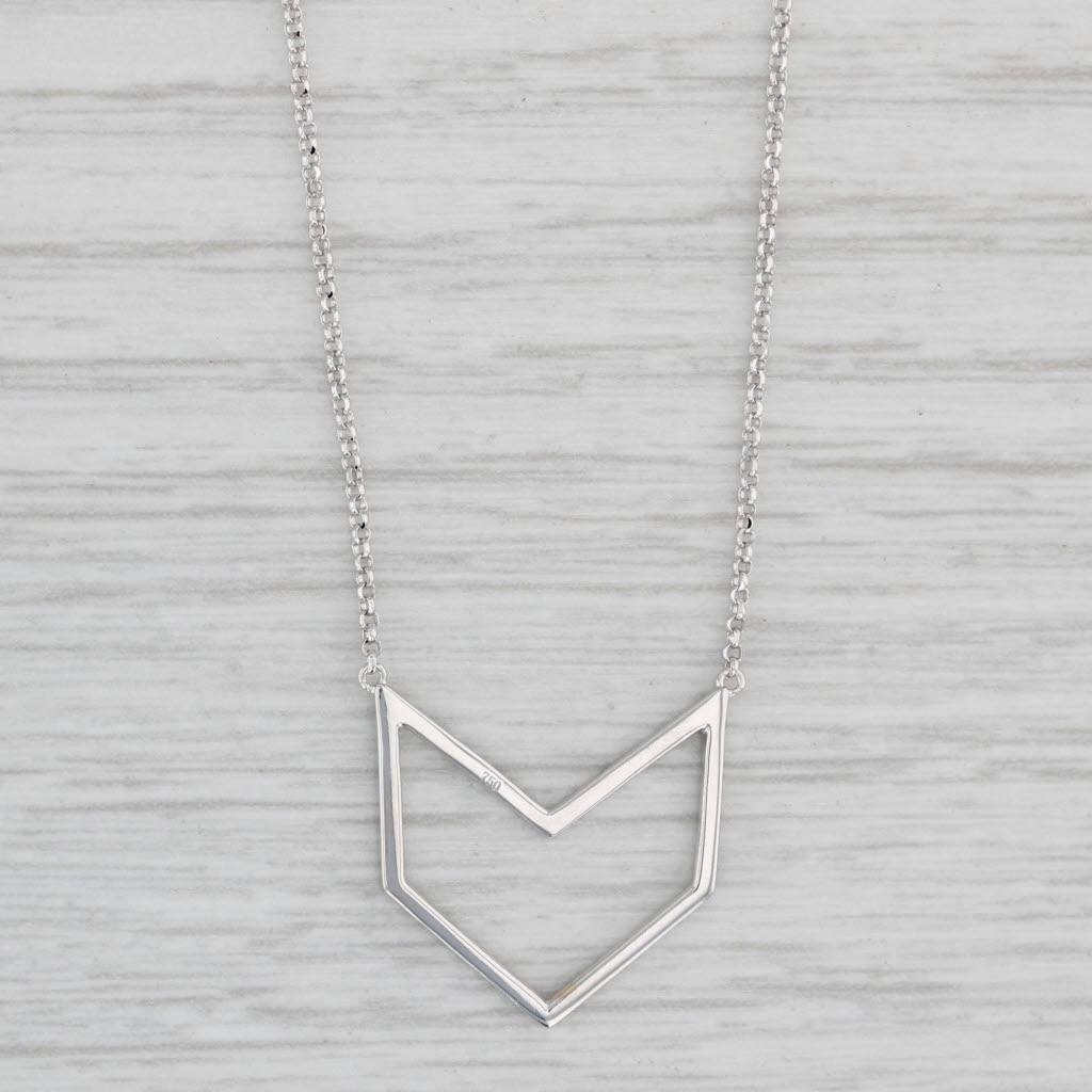 Light Gray New 0.25ctw Diamond Pendant Necklace 18k White Gold 16-18" Cable Chain