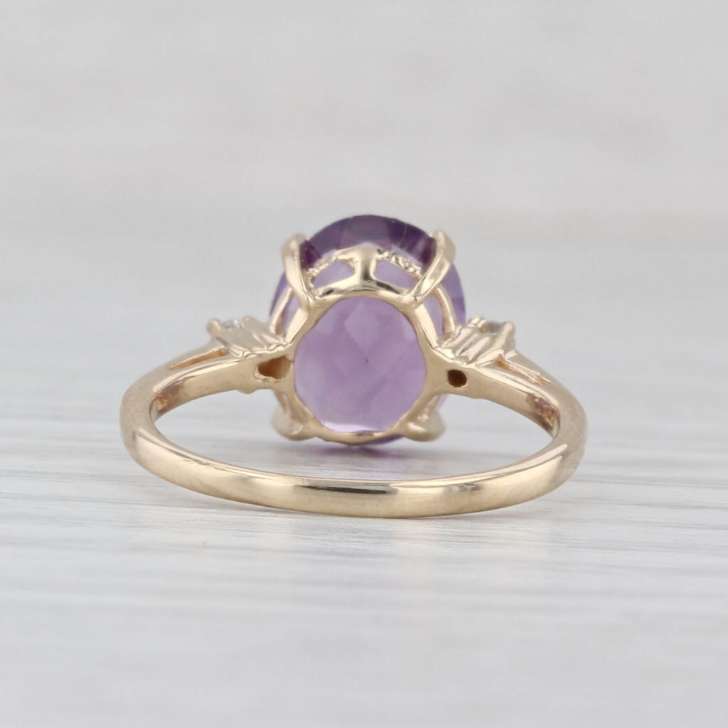2.45ctw Amethyst Diamond Ring 10k Yellow Gold Size 5.25