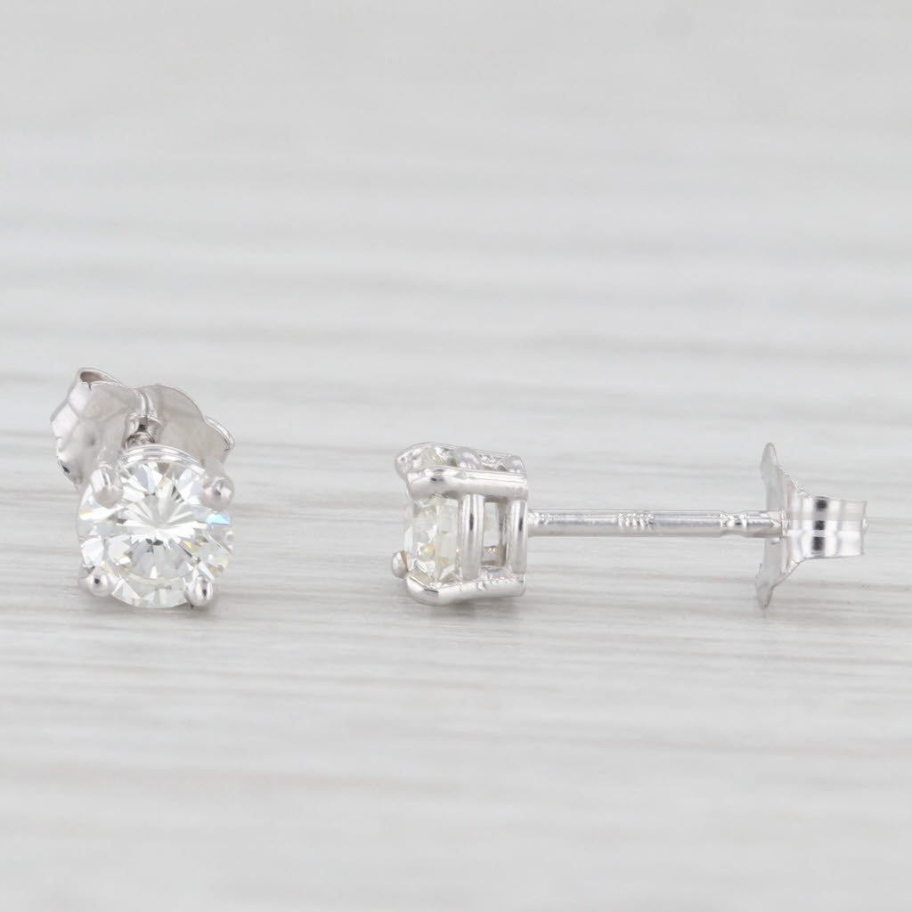 Light Gray New 0.44ctw Diamond Stud Earrings 14k White Gold Round Solitaire Studs