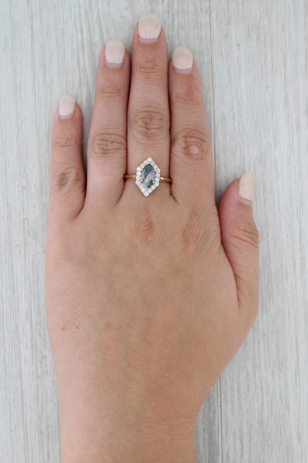 1.26ctw Galaxy Diamond Halo Ring 14k Yellow Gold Size 9.75 Engagement