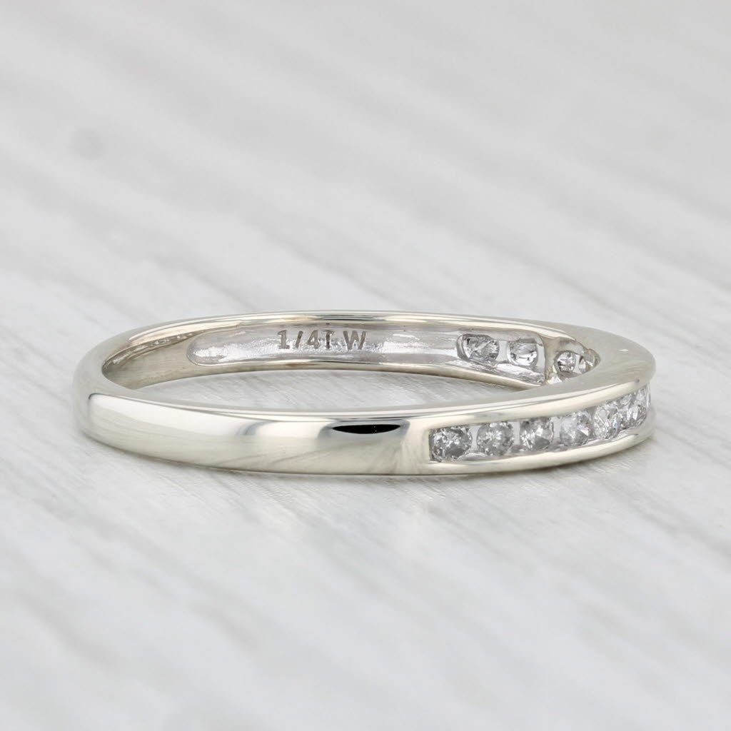 Light Gray 0.22ctw Diamond Wedding Band 10k White Gold Size 7.25 Stackable Ring
