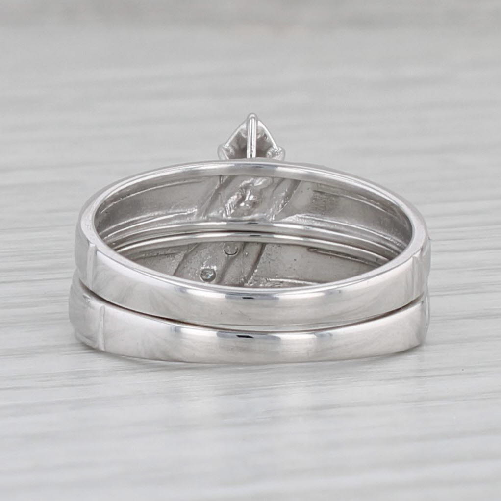Gray Diamond Engagement Ring Wedding Band Bridal Set 10k White Gold Size 7