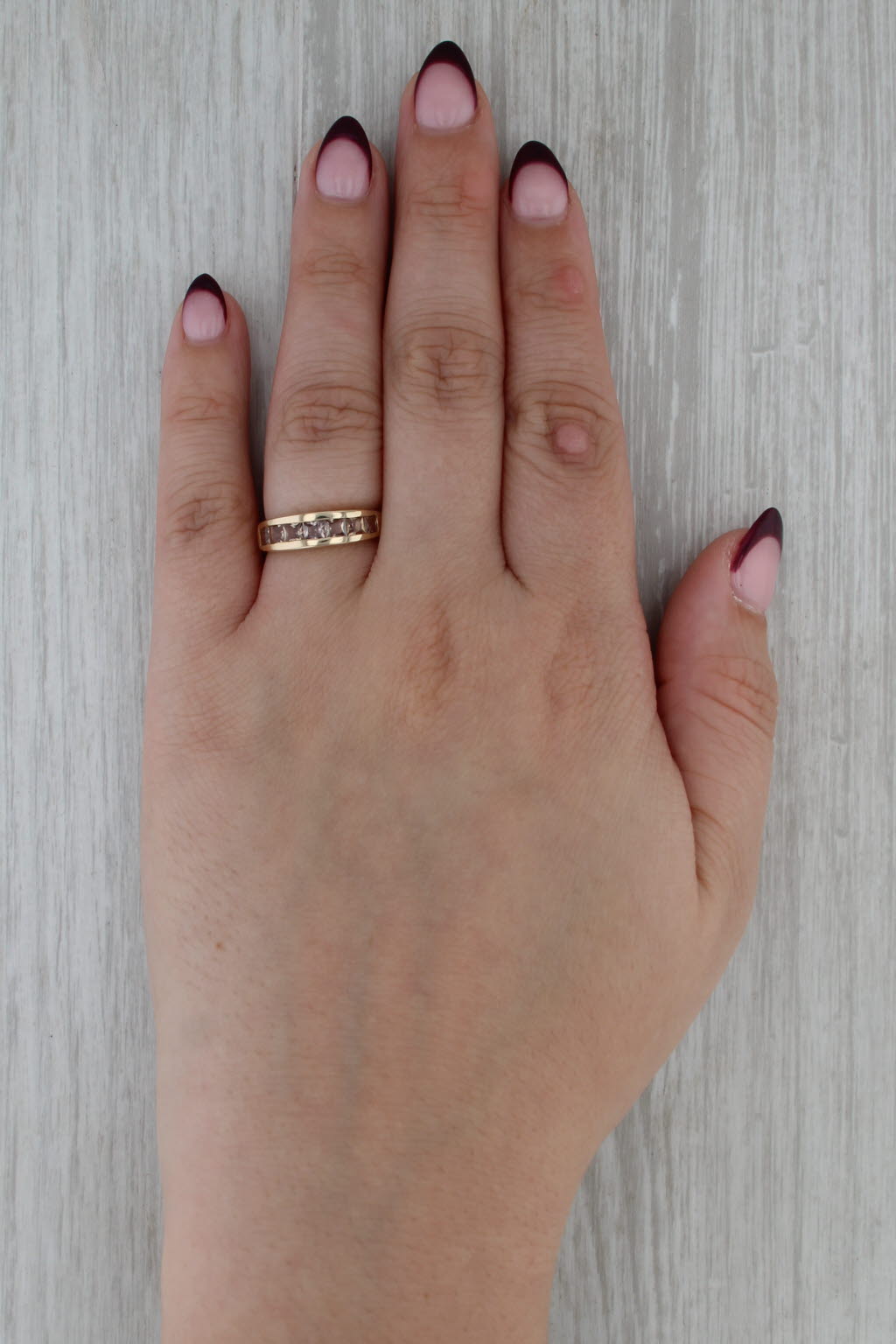 1.24ctw Color Change Garnet Ring 10k Yellow Gold Size 6.25 Band Stackable COA