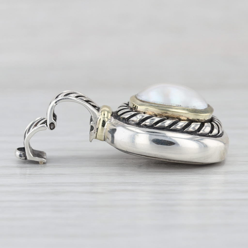 D Yurman Albion Mabe Pearl Cabochon Pendant Sterling Silver 14k Gold Enhancer