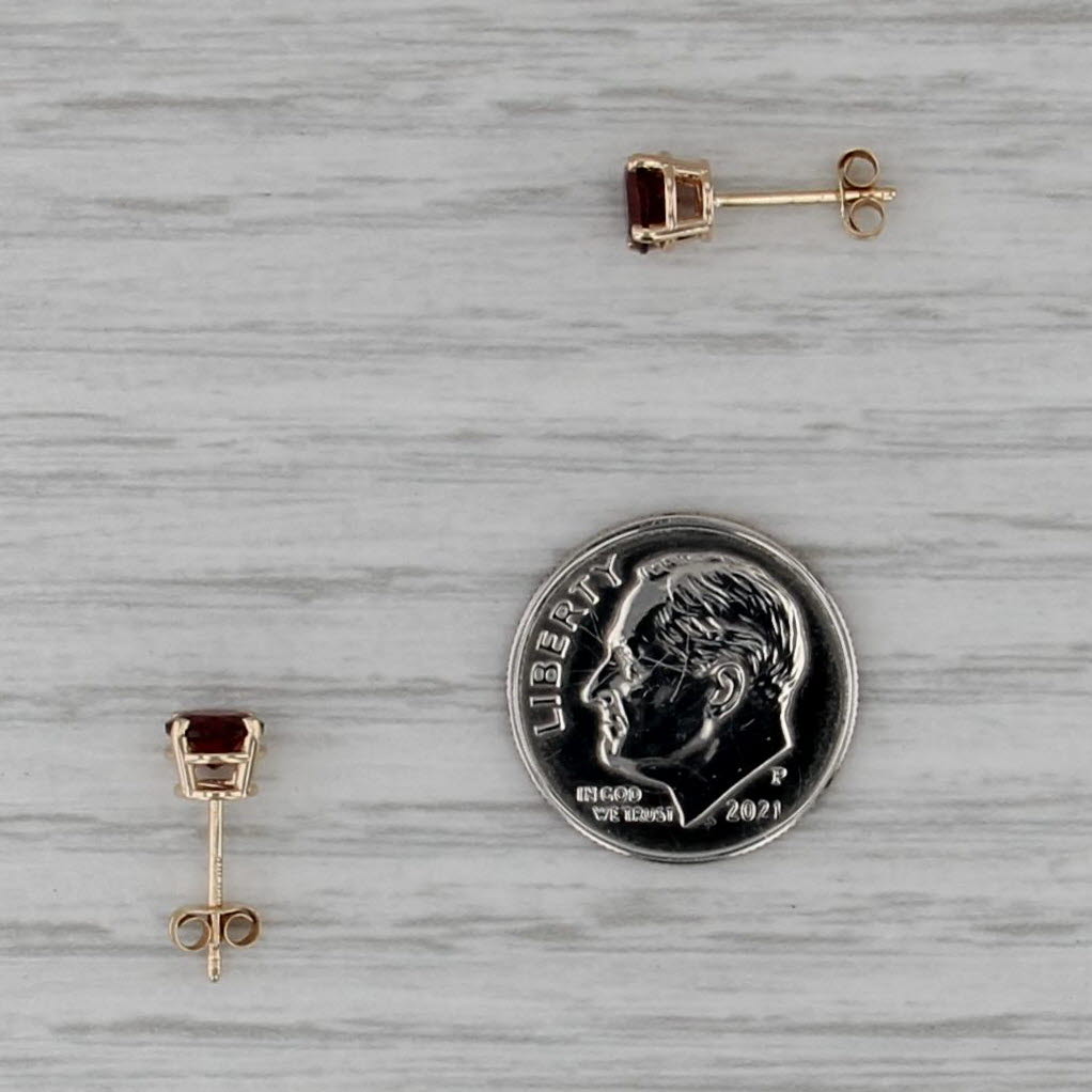 1.24ctw Garnet Stud Earrings 14k Yellow Gold Round Solitaire Studs