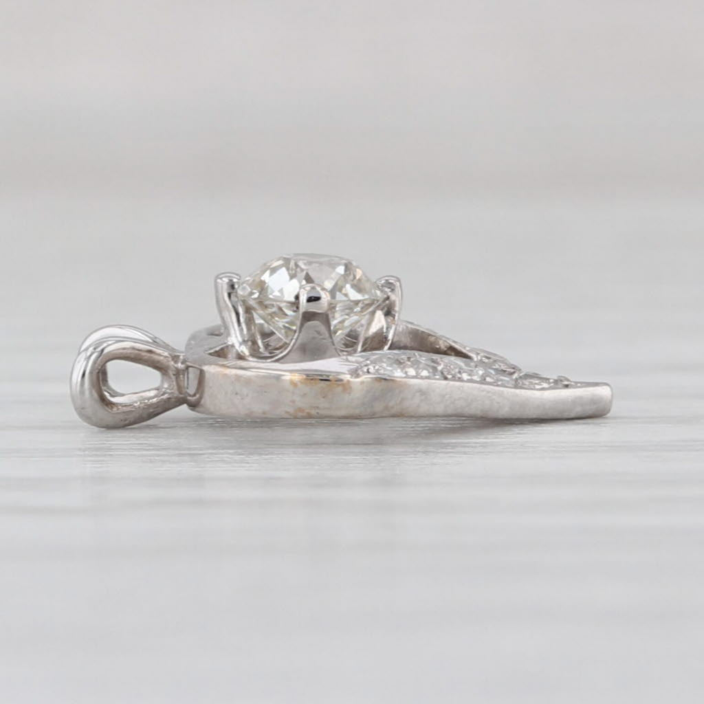 0.42ctw Round Diamond Open Heart Pendant 14k White Gold Small Drop