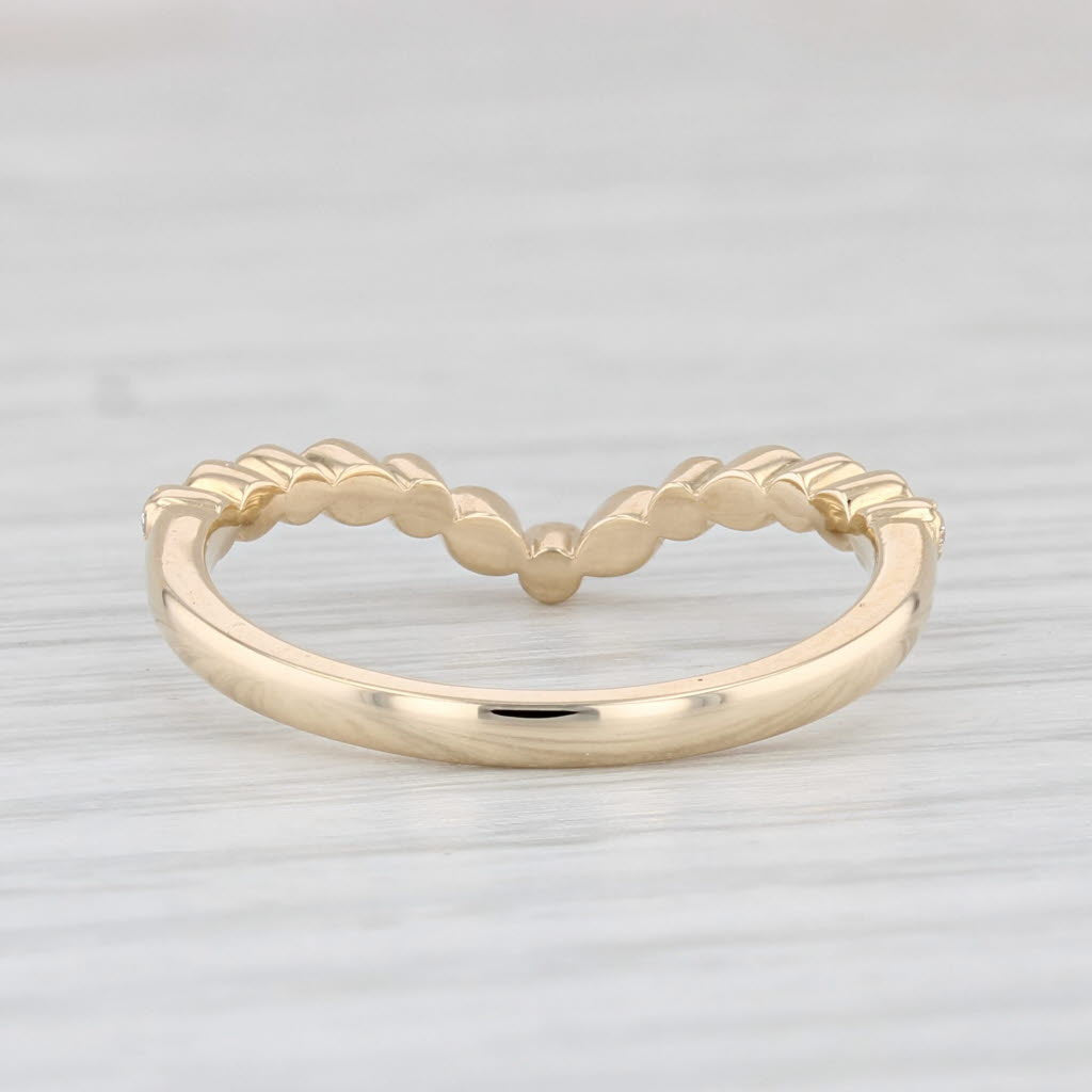 Light Gray New 0.10ctw Contoured Diamond Ring 14k Yellow Gold Wedding Band Guard Size 6.5