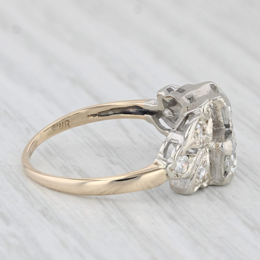 Light Gray Vintage 0.81ctw Diamond Ring 14k White Yellow Gold Size 6.5