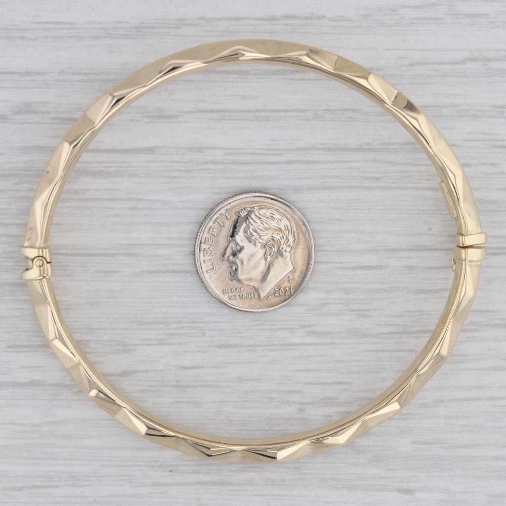 Gray Beveled Bangle Bracelet Milor Italy 14k Yellow Gold 7" 4.9mm