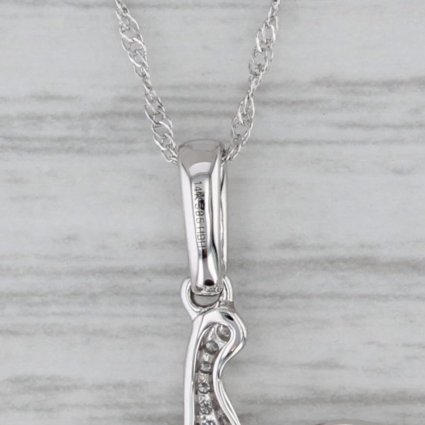 Gray New 0.12ctw Diamond Starfish Pendant Necklace 14k White Gold 18" Singapore Chain