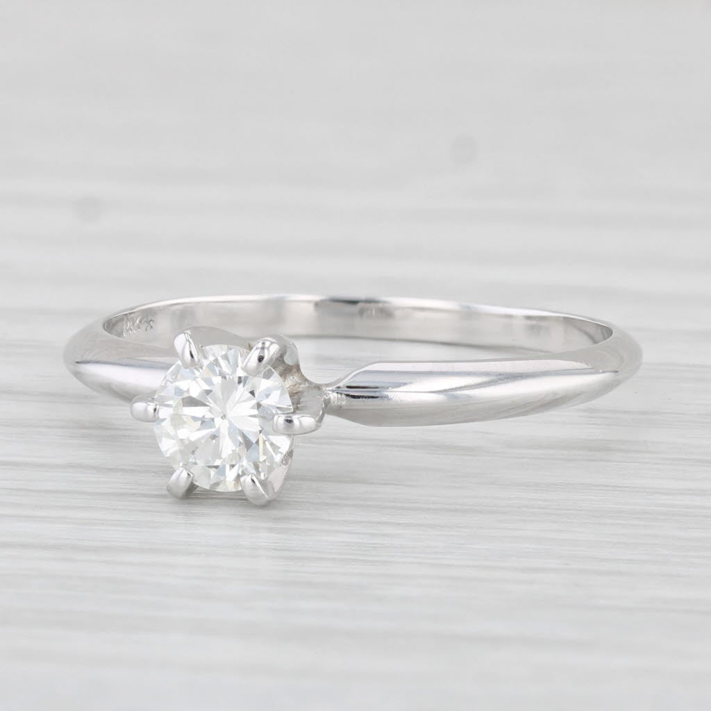 Light Gray 0.50ct Round Diamond Solitaire Engagement Ring 14k White Gold Size 8.5
