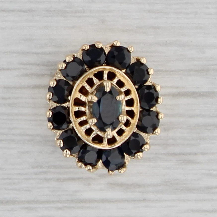 Gray 1.25ctw Blue Sapphire Slide Charm 14k Yellow Gold Vintage Richard Klein