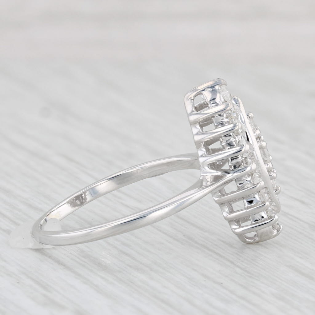 Light Gray 0.41ctw Diamond Halo Ring 14k White Gold Size 6.75 Marquise Shape Engagement