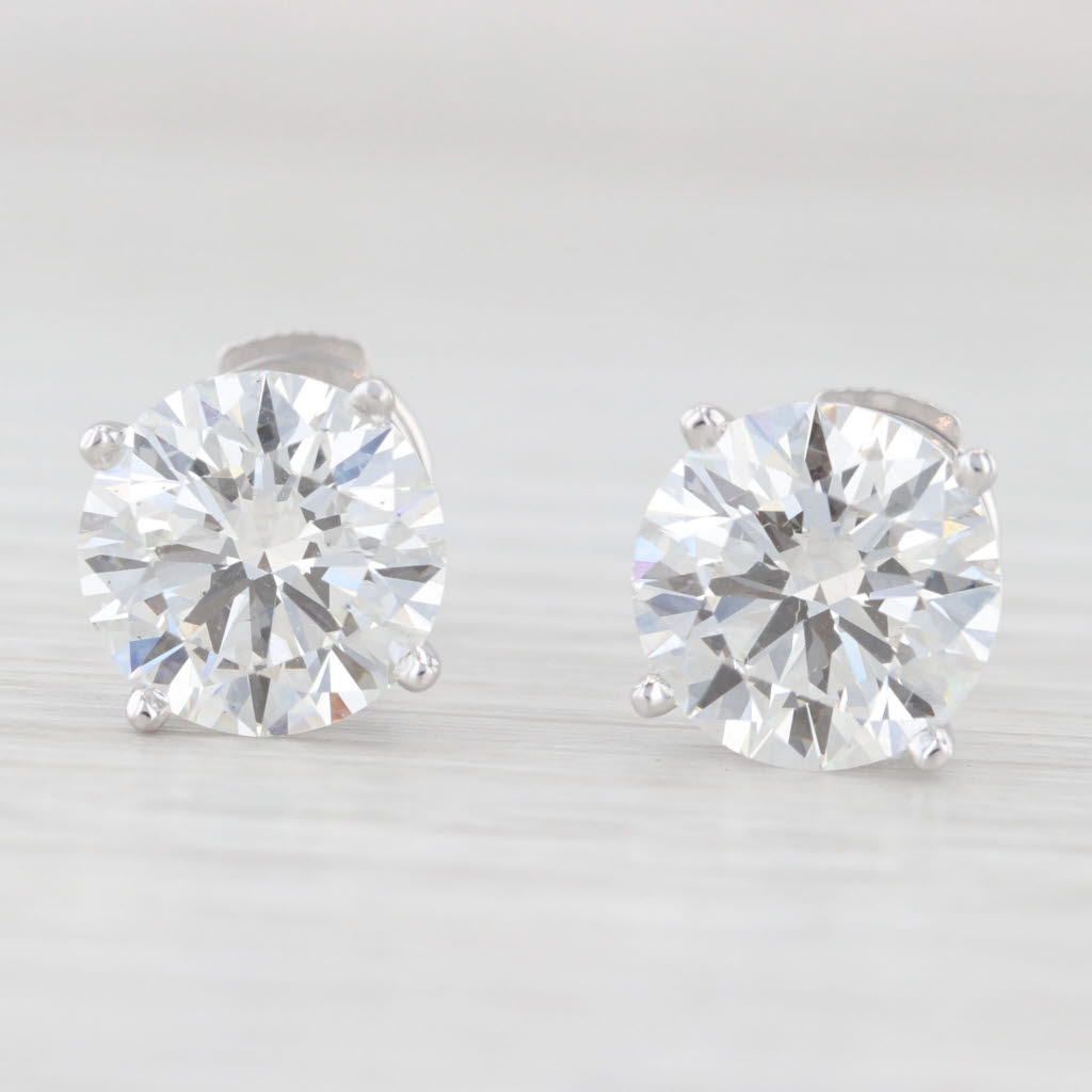 Light Gray New 6ctw Lab Created Round Diamond Stud Earrings 14k White Gold IGI F VS2