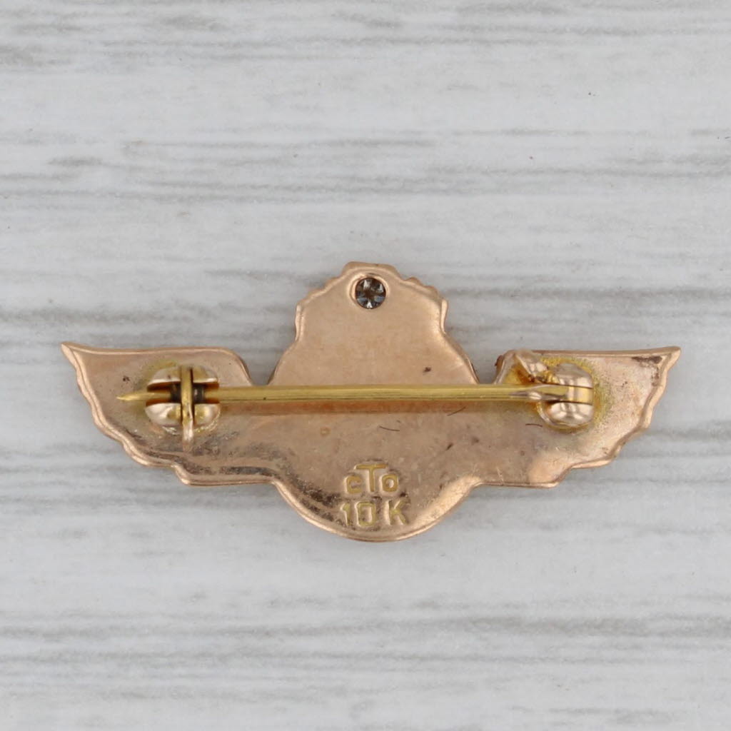 Gray Capital Airlines 15 Years Company Service 10k Gold Diamond Enamel Vintage