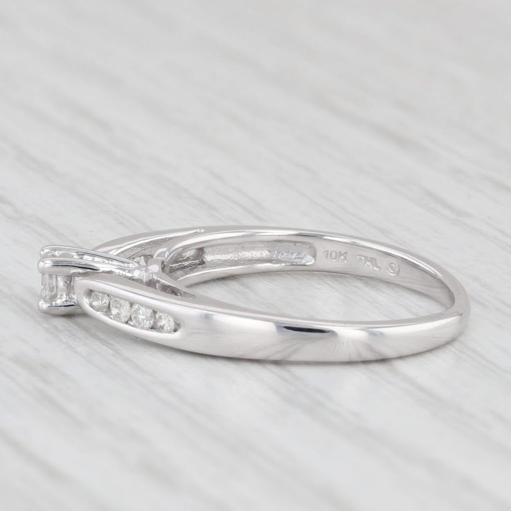 Light Gray 0.19ctw Round Diamond Engagement Ring 10k White Gold Size 6